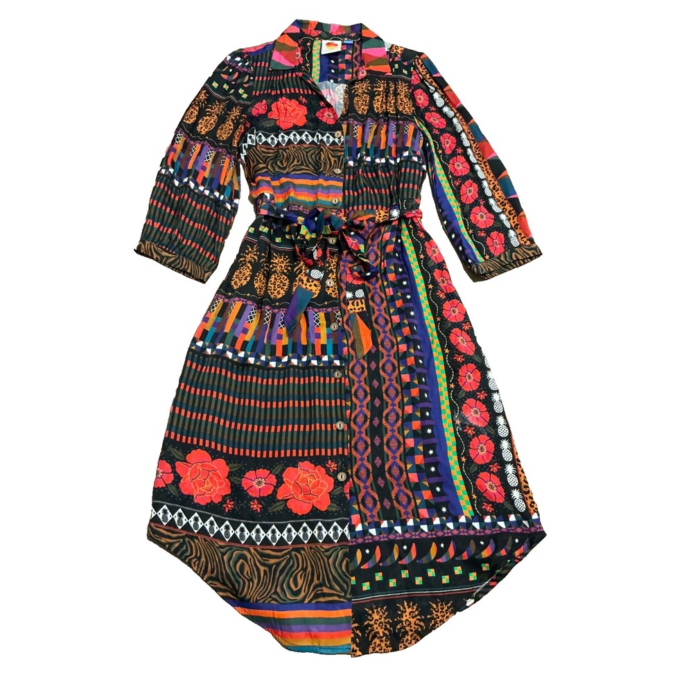 Farm Rio Anthropologie Colorful Artistic Statement Dress Size M - Picture 2 of 6